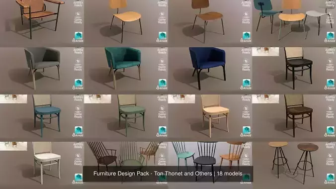 Furniture Design Pack - Ton Thonet and Others 3D Model Collection