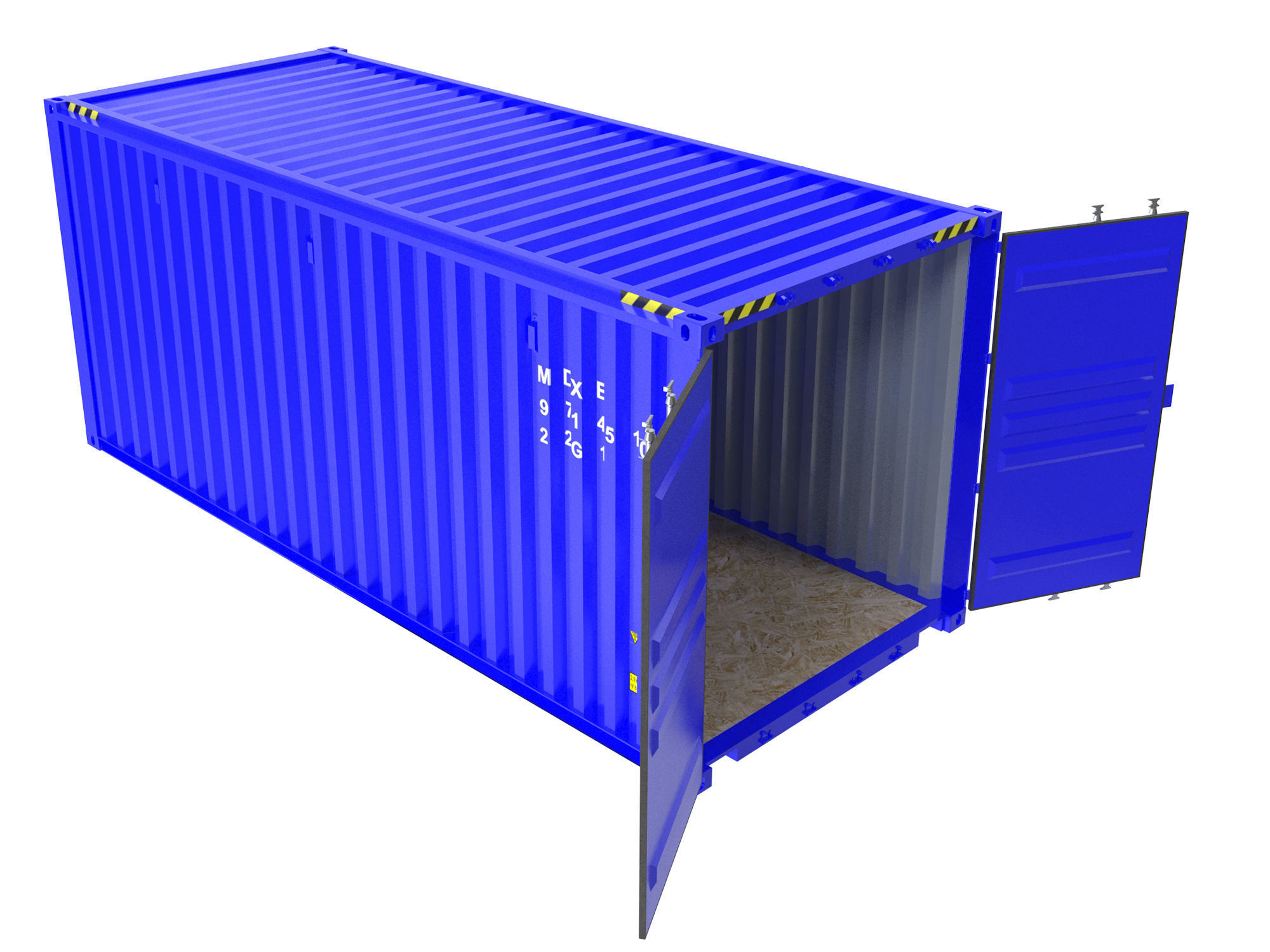 Blue transport 20ft container 3D model_1
