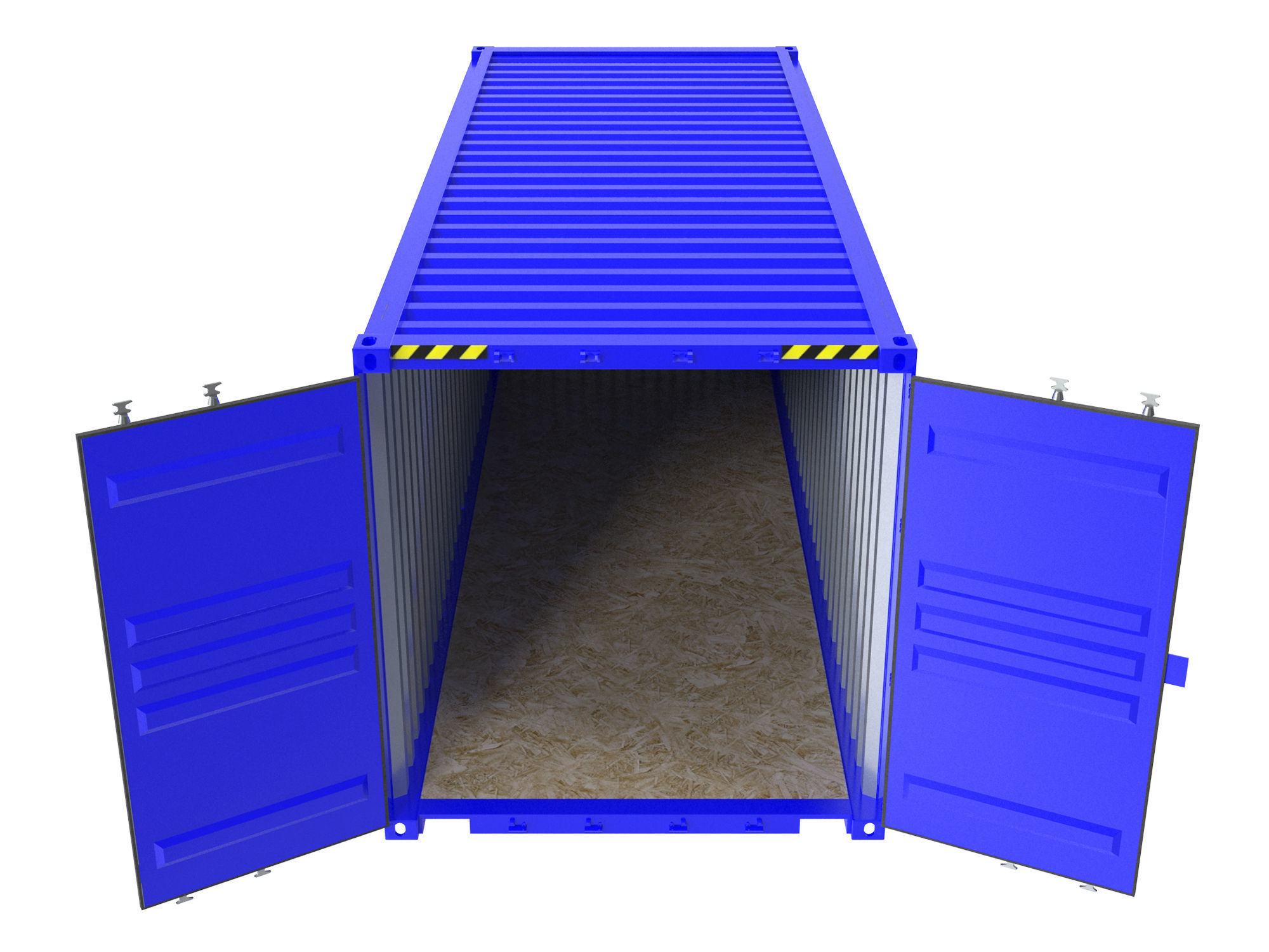 Blue transport 20ft container 3D model_3