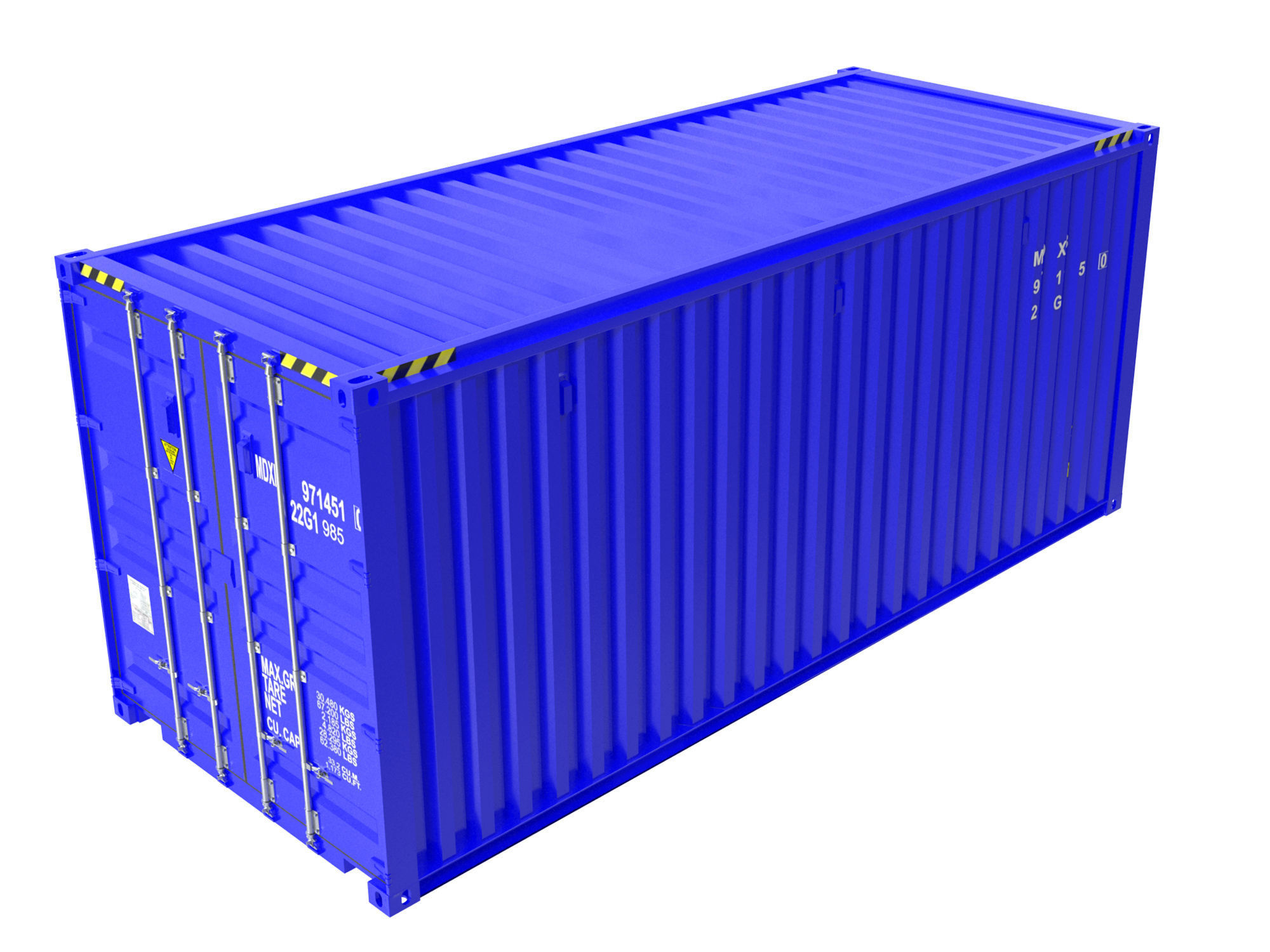 Blue transport 20ft container 3D model_9