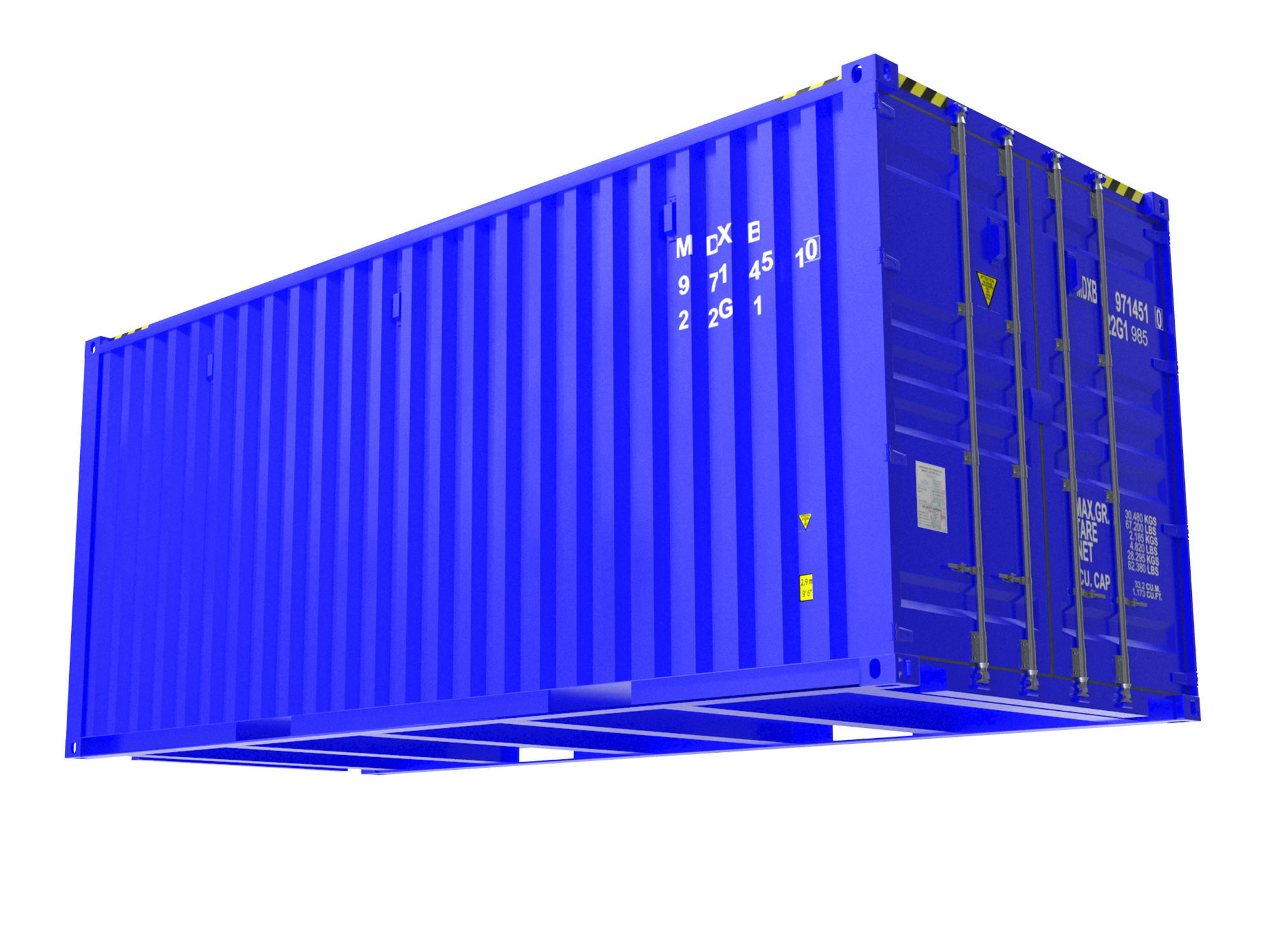 Blue transport 20ft container 3D model_2