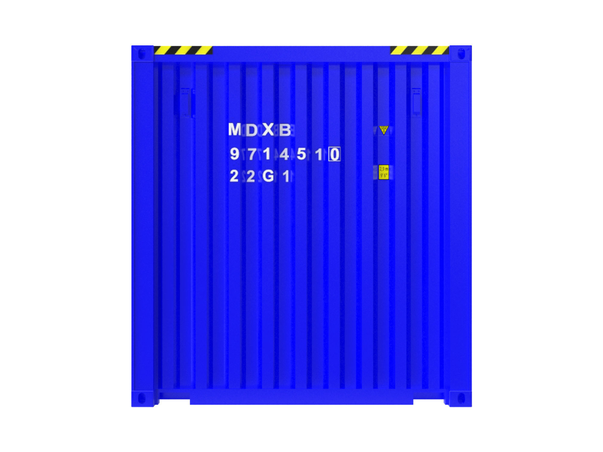 Blue transport 20ft container 3D model_6