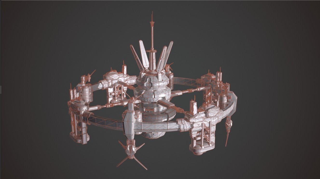 Space station Orbital-Star 1 Low-poly 3D model_10
