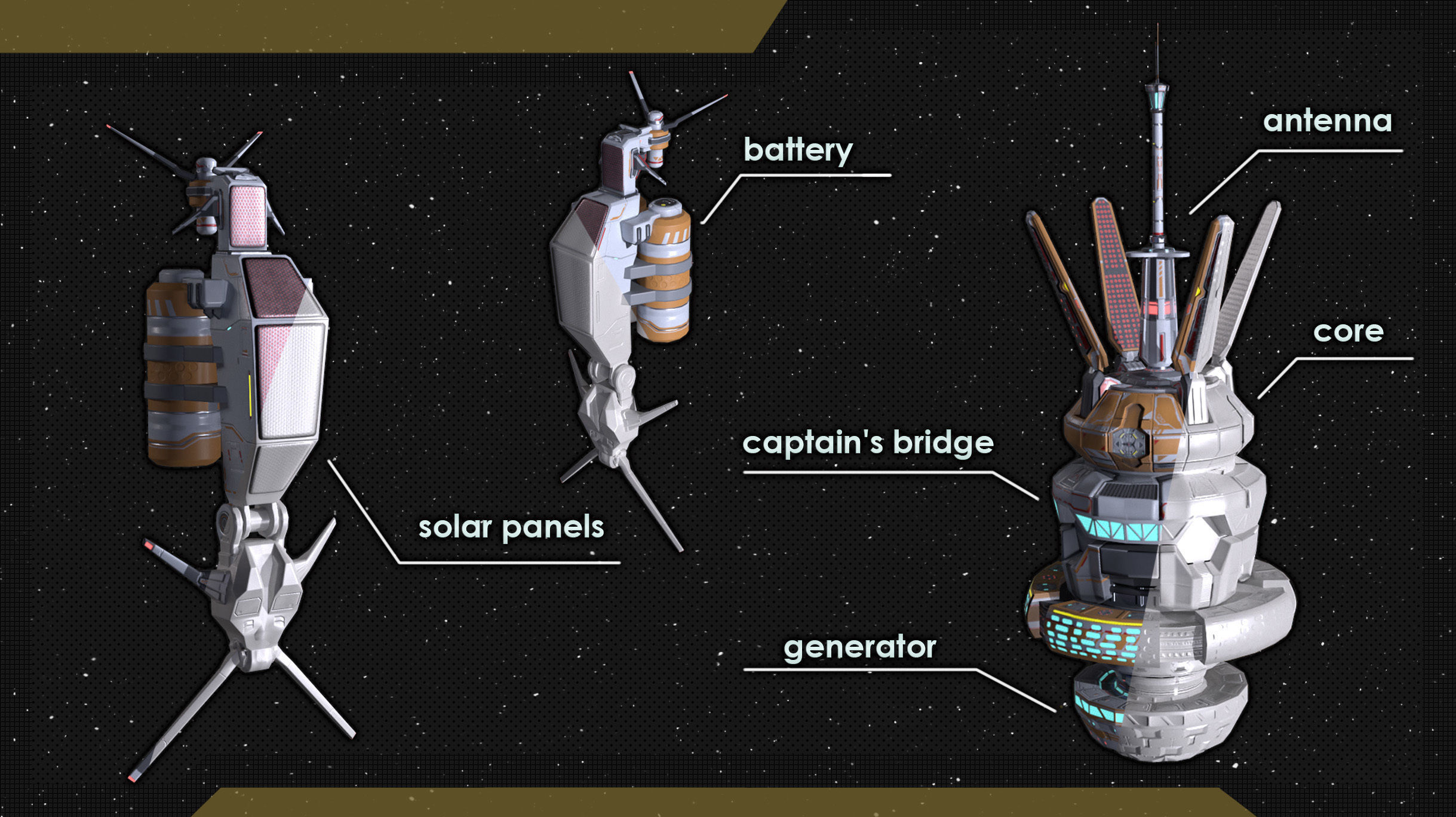 Space station Orbital-Star 1 Low-poly 3D model_9