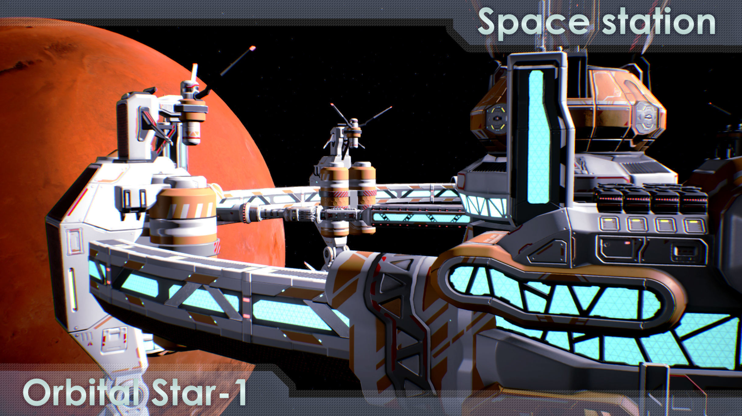 Space station Orbital-Star 1 Low-poly 3D model_4