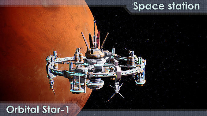 Space station Orbital-Star 1 Low-poly 3D model