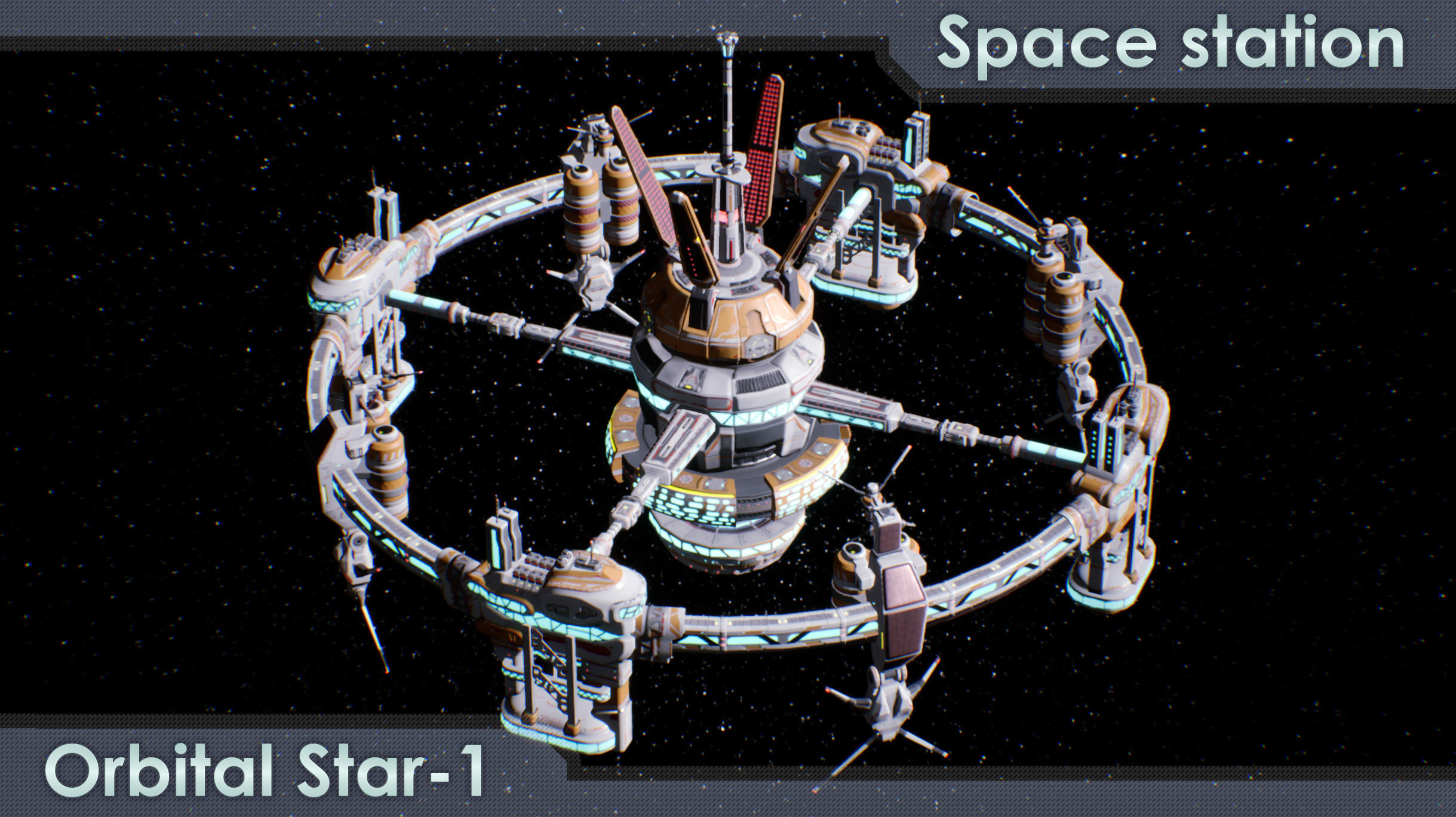 Space station Orbital-Star 1 Low-poly 3D model_1