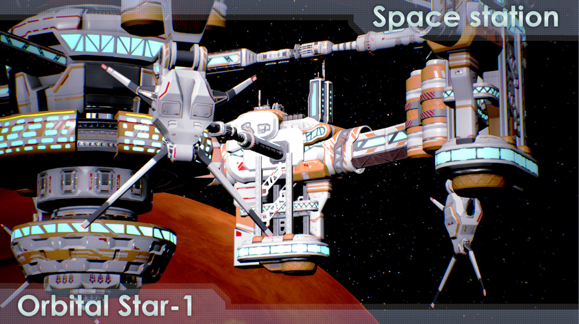 Space station Orbital-Star 1 Low-poly 3D model_3