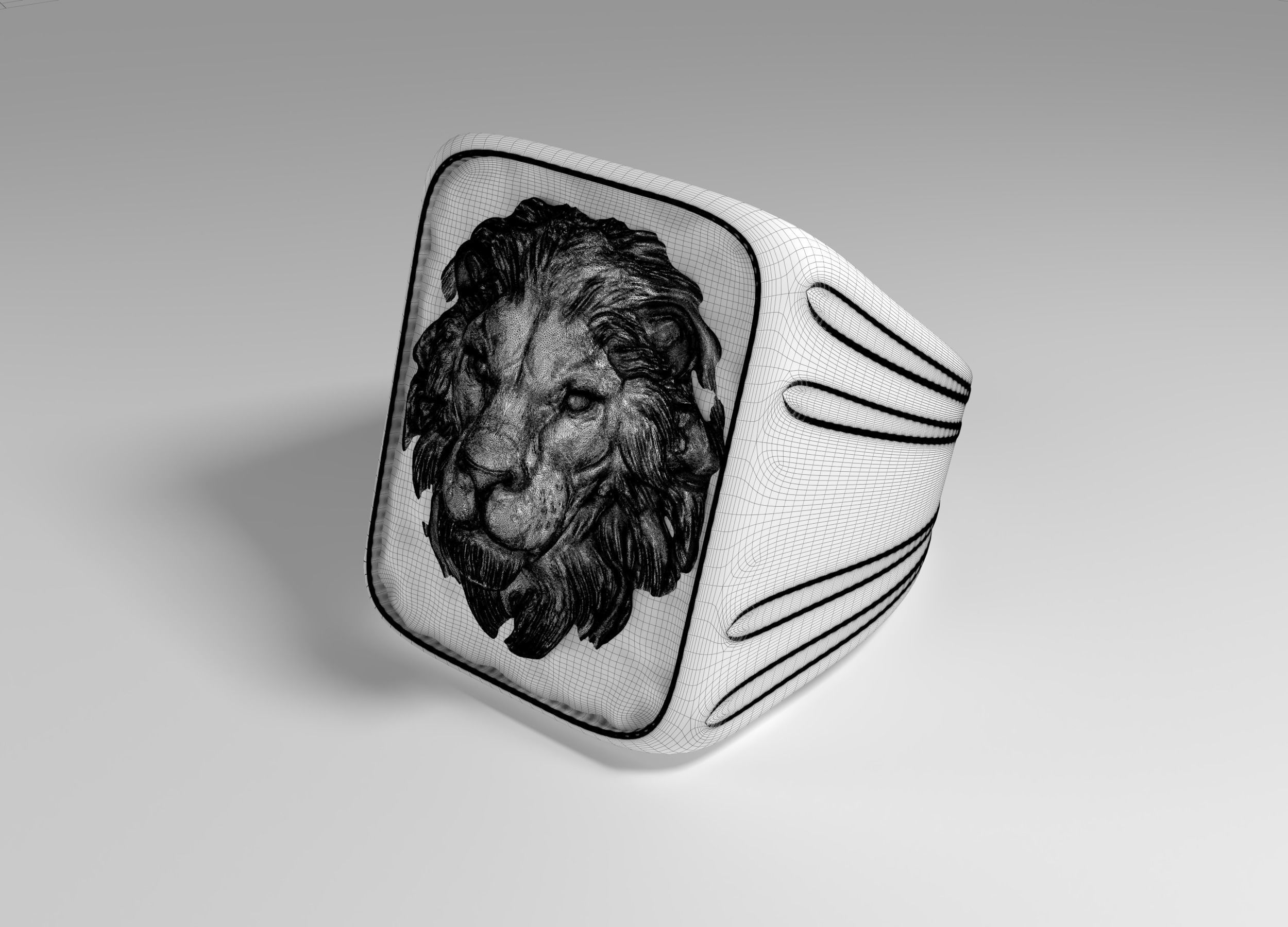 Lion head ring 3D print model_6
