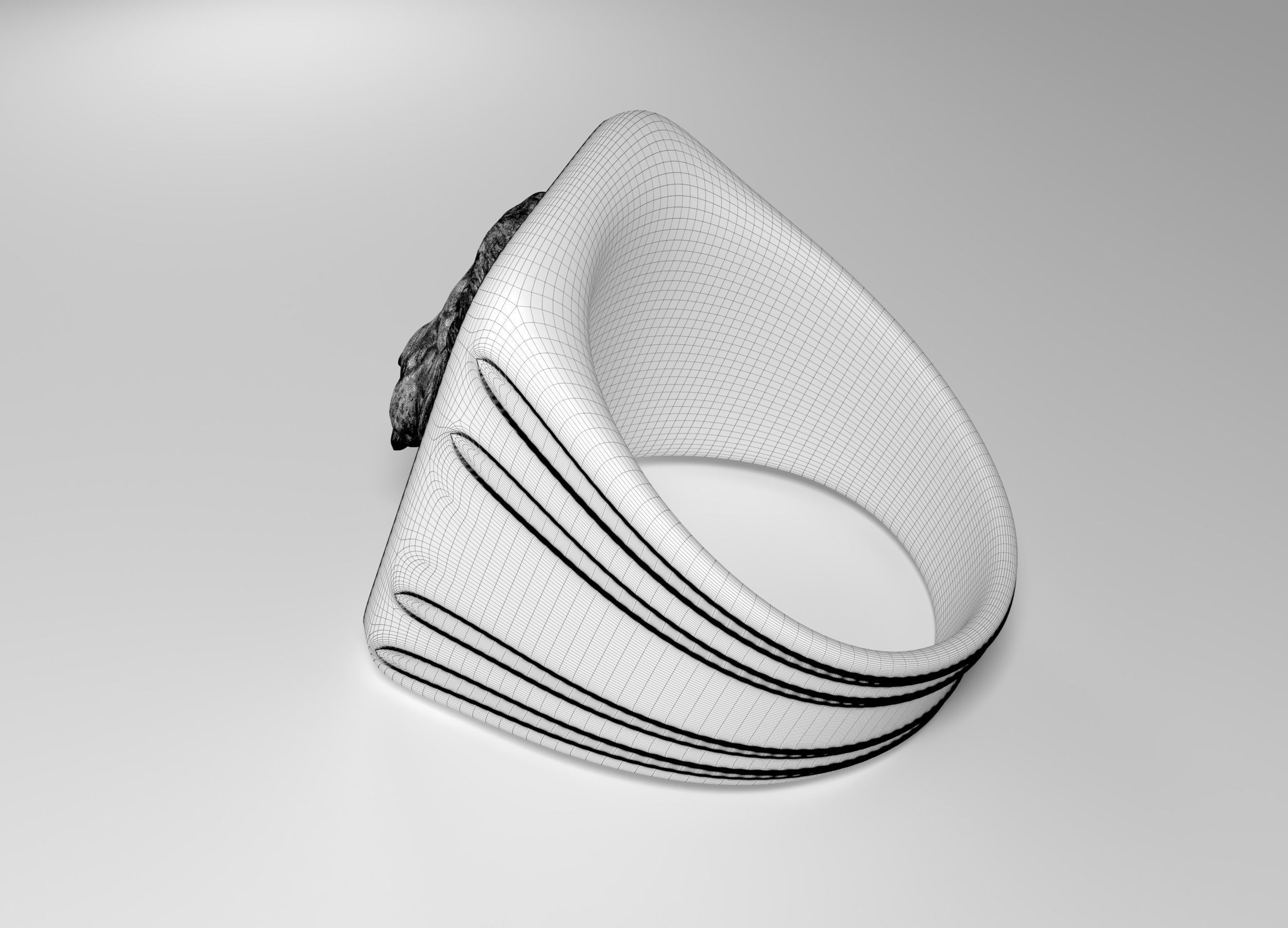 Lion head ring 3D print model_7