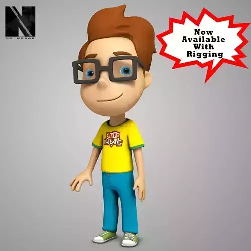 Cartoon character boy NOW AVAILABLE WITH RIGGING UPDATED Low-poly 3D model
