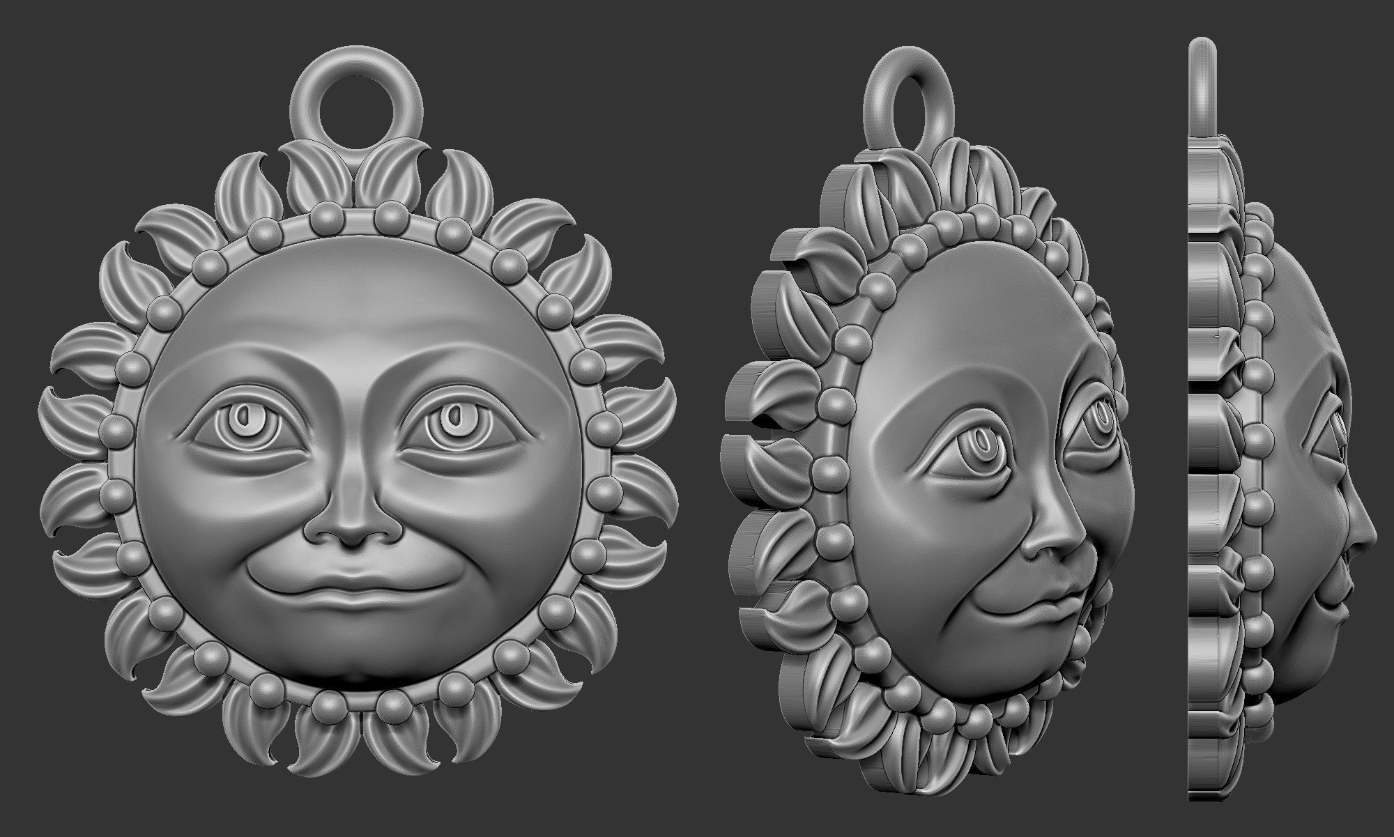 Sun Pendant 3D print model_3