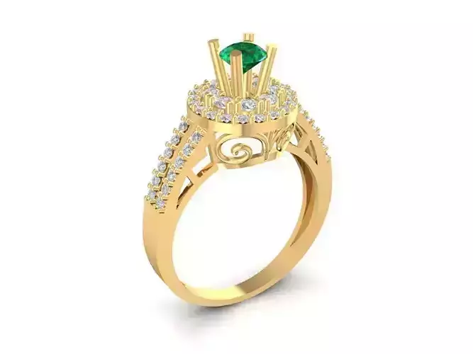 Luxury Halo Twist Engagement Ring 3D Model for Women 1723