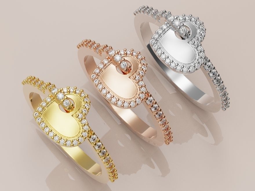 Heart ring 4 3D print model_3