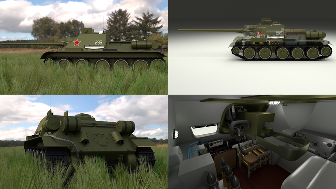 SU 100 Interior Engine Bay Full HDRI 3D model