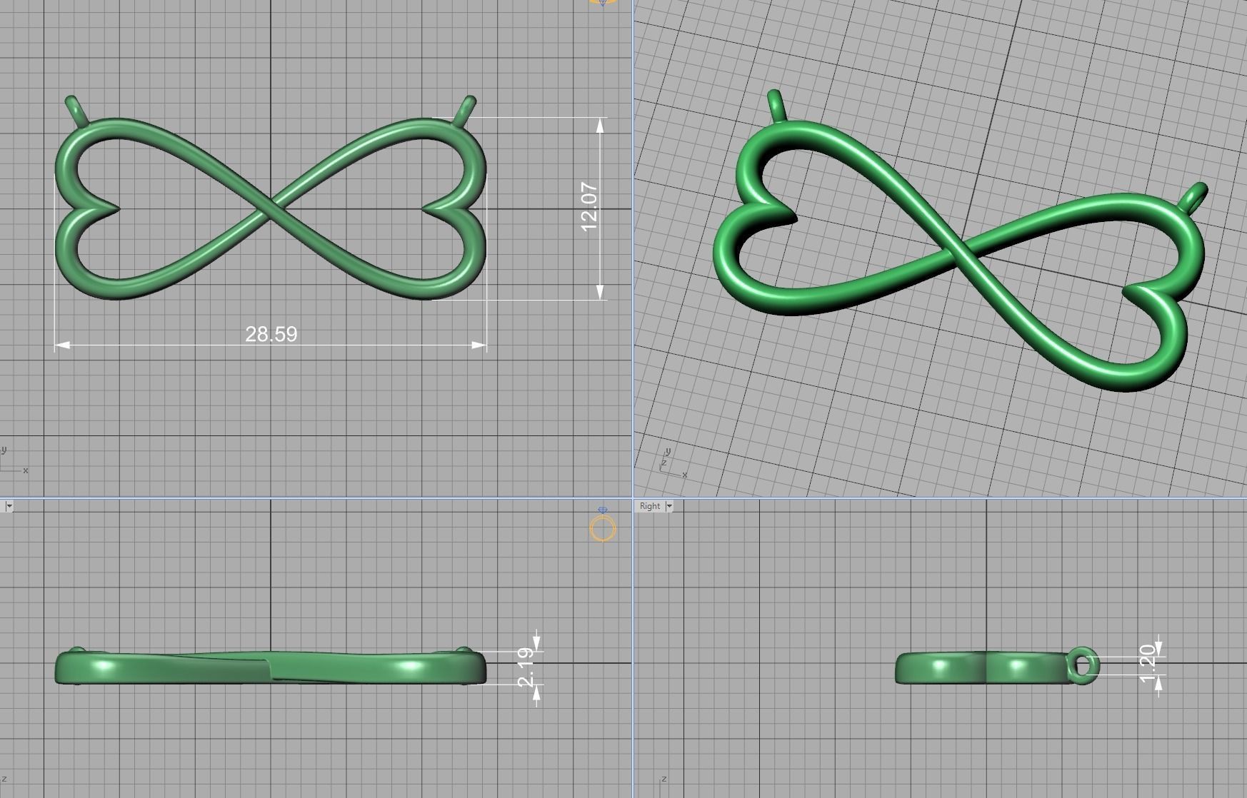 Infinity Hearts Necklace printable 3dmodel 3D print model_9