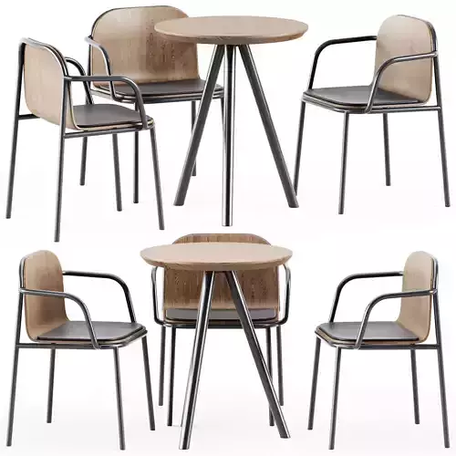 Table Aky Contract D60 by TrabA and Shell Armrest Chair by Annud