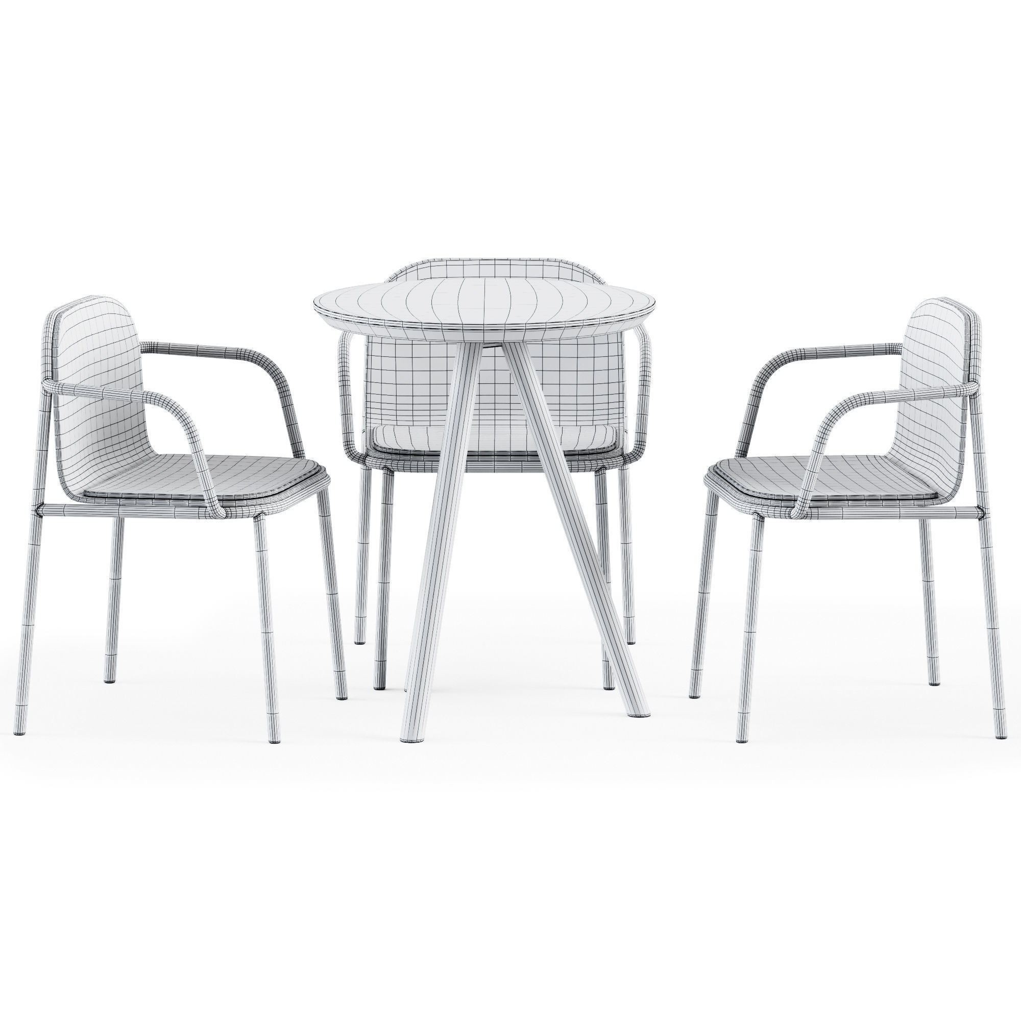 Table Aky Contract D60 by TrabA and Shell Armrest Chair by Annud 3D model_4