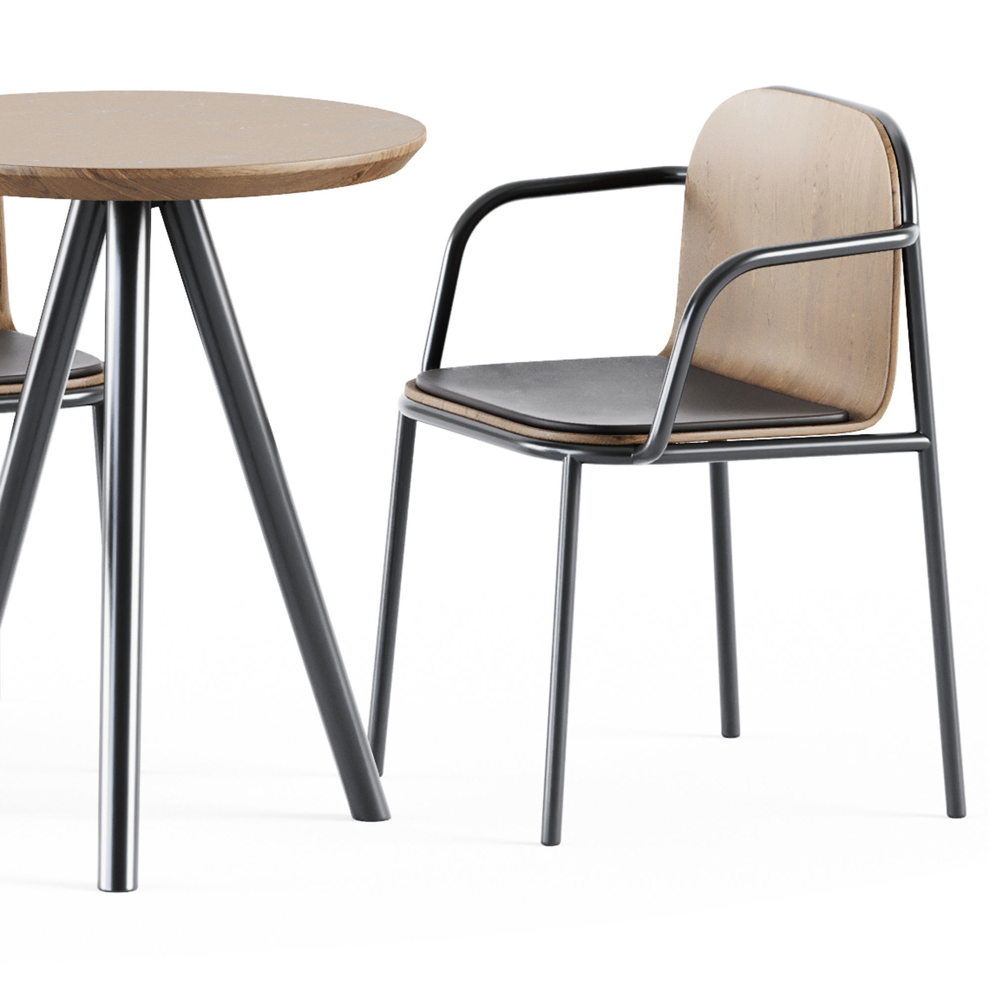 Table Aky Contract D60 by TrabA and Shell Armrest Chair by Annud 3D model_3