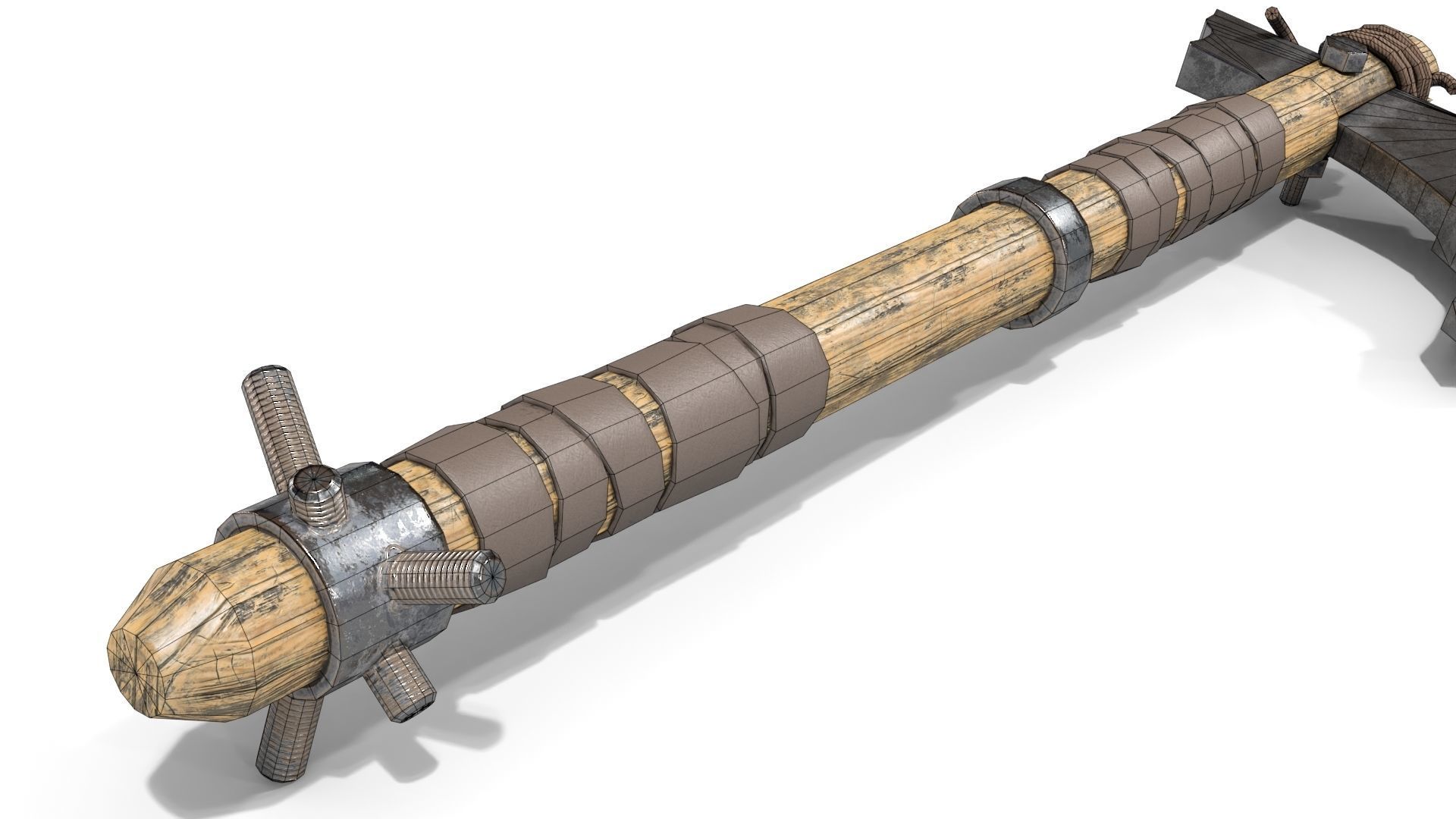 Battle Axe with Serrated Low-poly 3D model_19