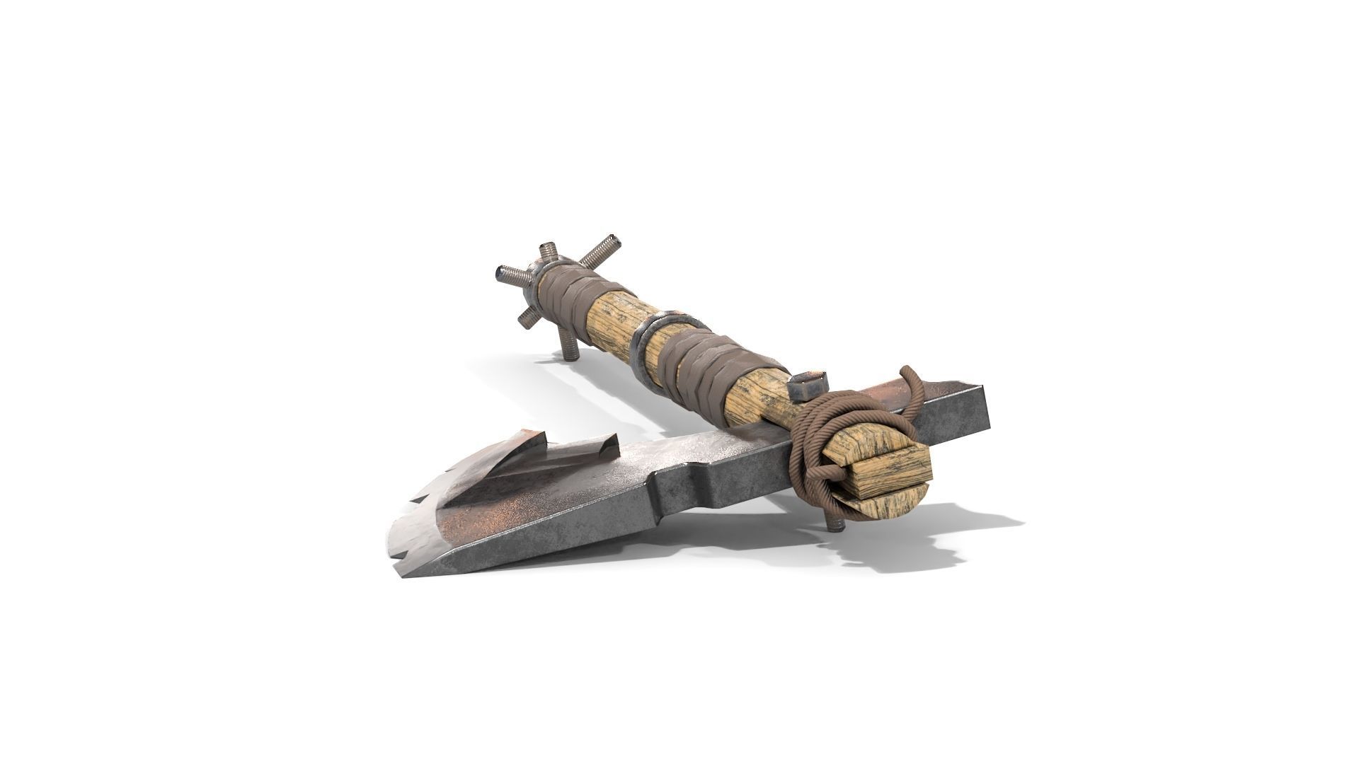 Battle Axe with Serrated Low-poly 3D model_5