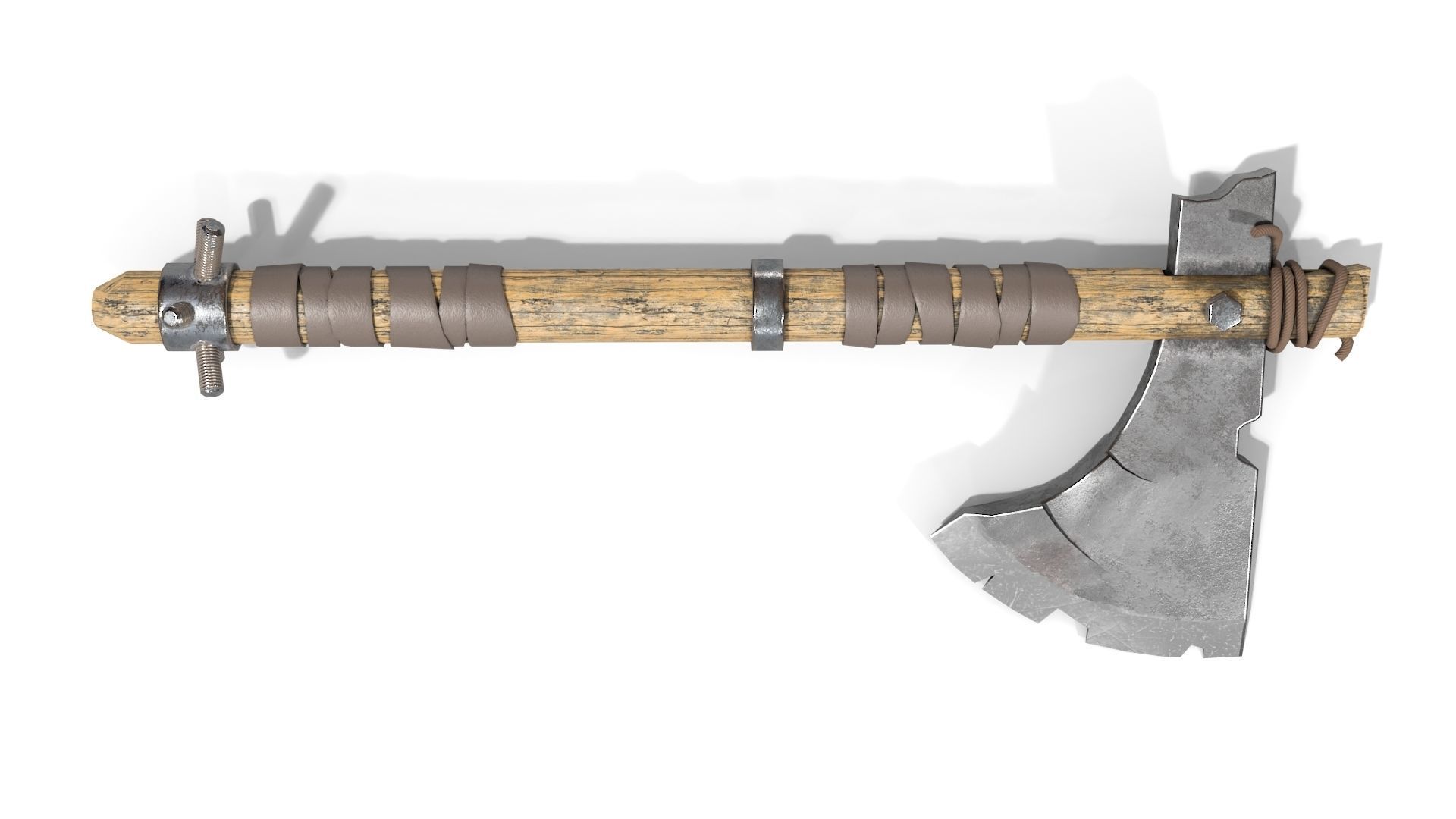 Battle Axe with Serrated Low-poly 3D model_4