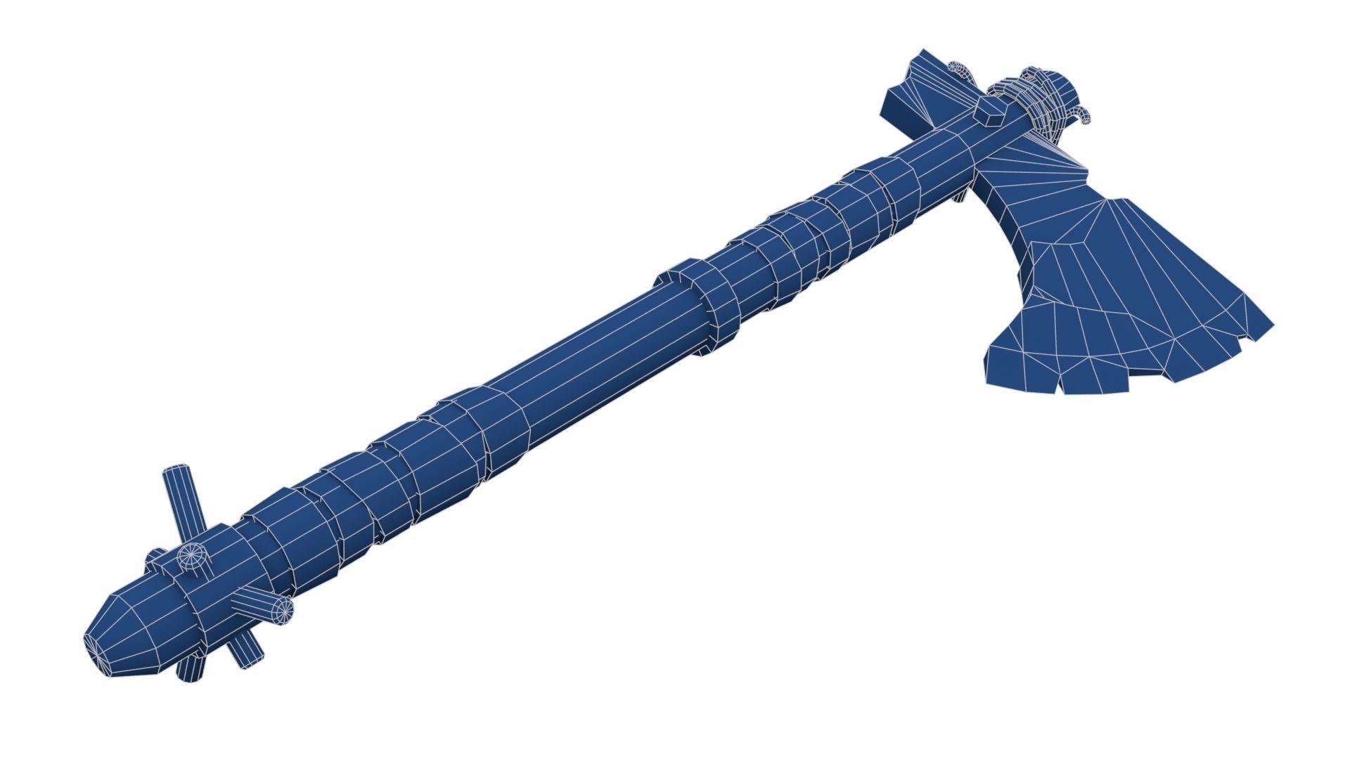 Battle Axe with Serrated Low-poly 3D model_20