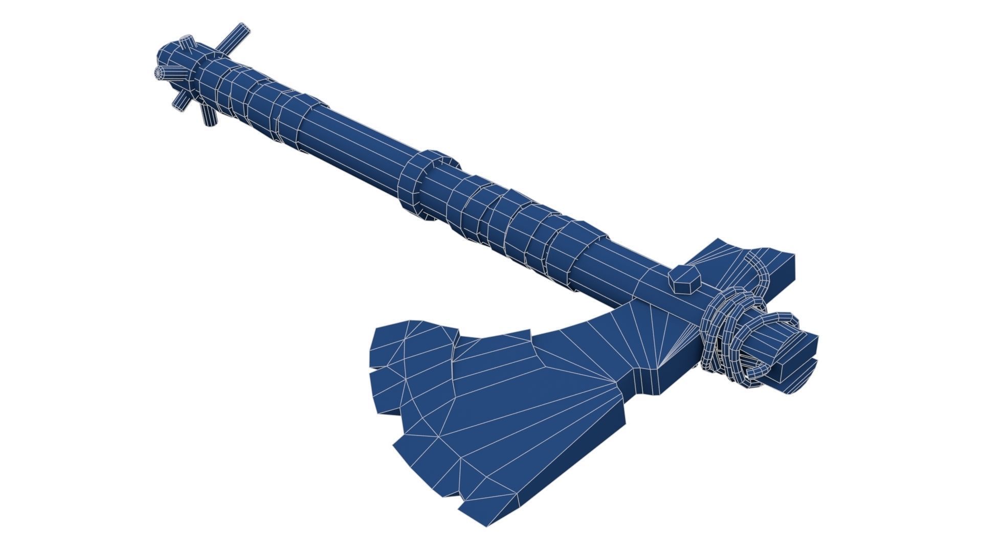 Battle Axe with Serrated Low-poly 3D model_22