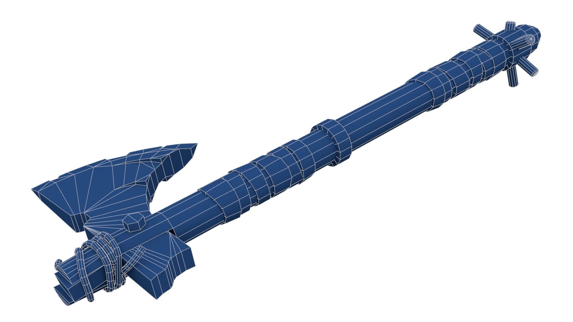 Battle Axe with Serrated Low-poly 3D model_21