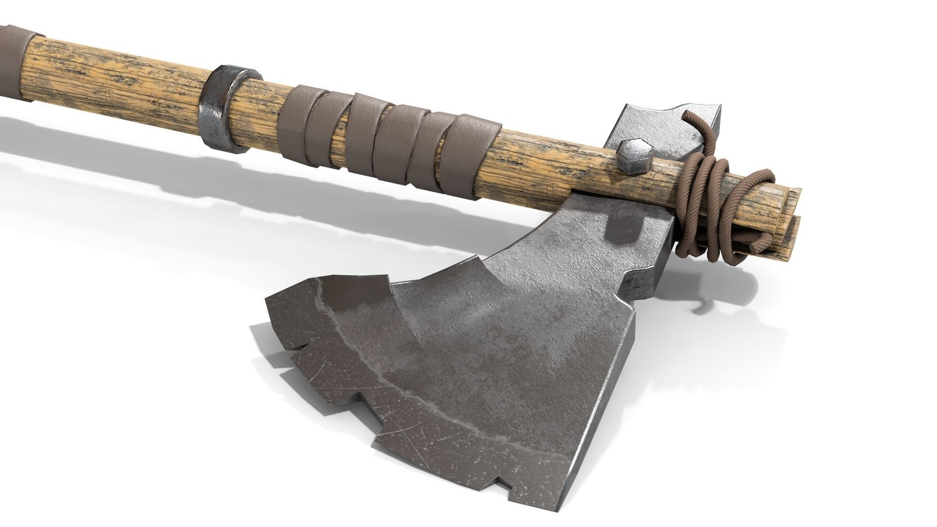 Battle Axe with Serrated Low-poly 3D model_8