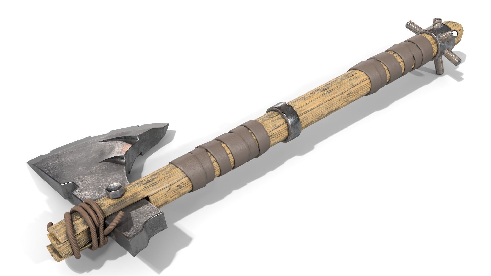 Battle Axe with Serrated Low-poly 3D model_1