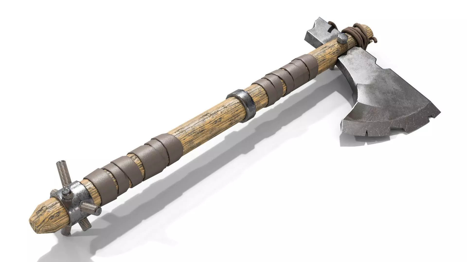 Battle Axe with Serrated Low-poly 3D model_0