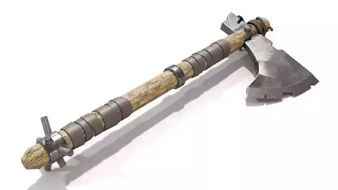 Battle Axe with Serrated Low-poly 3D model