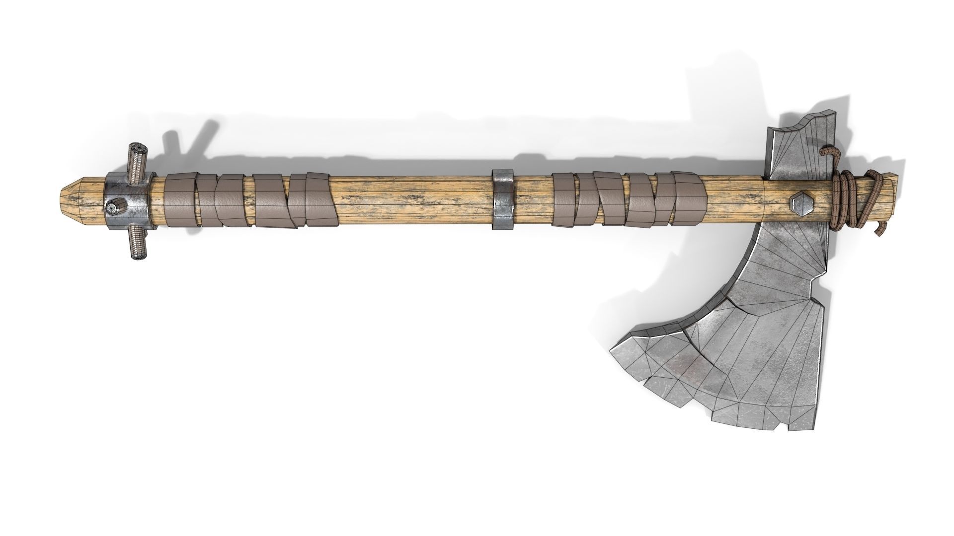 Battle Axe with Serrated Low-poly 3D model_14