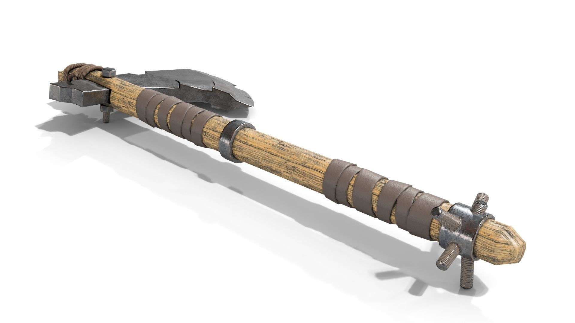 Battle Axe with Serrated Low-poly 3D model_3