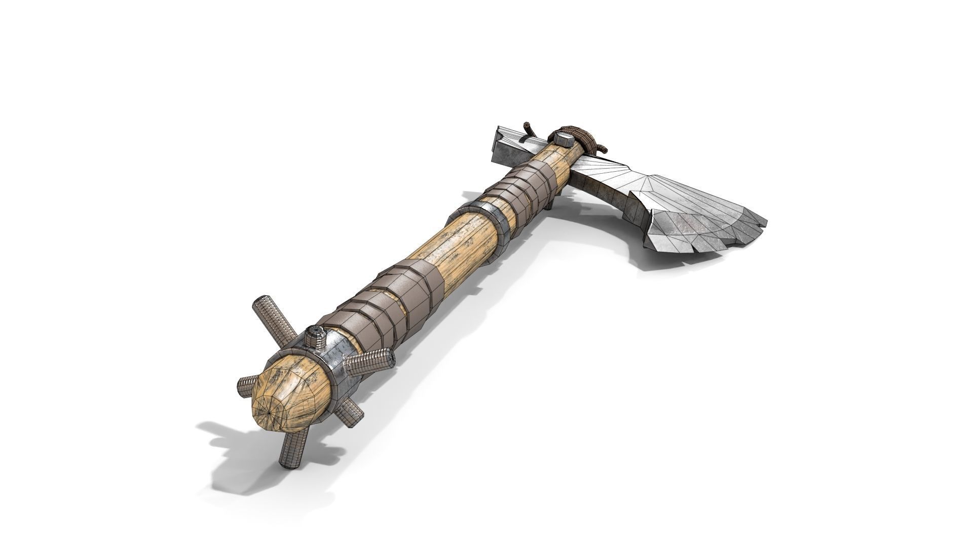 Battle Axe with Serrated Low-poly 3D model_16