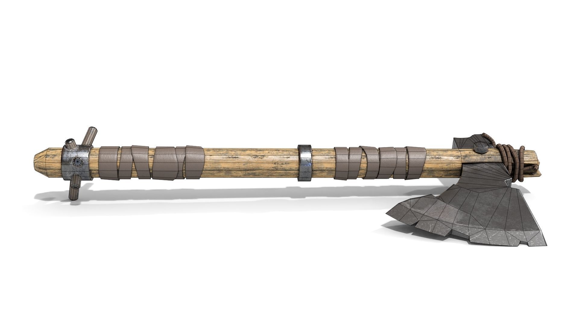 Battle Axe with Serrated Low-poly 3D model_17