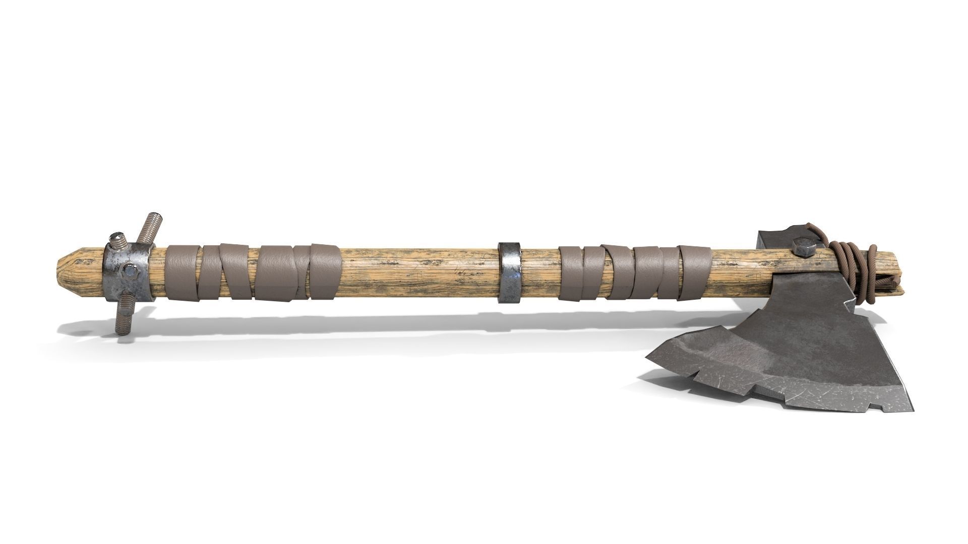 Battle Axe with Serrated Low-poly 3D model_7