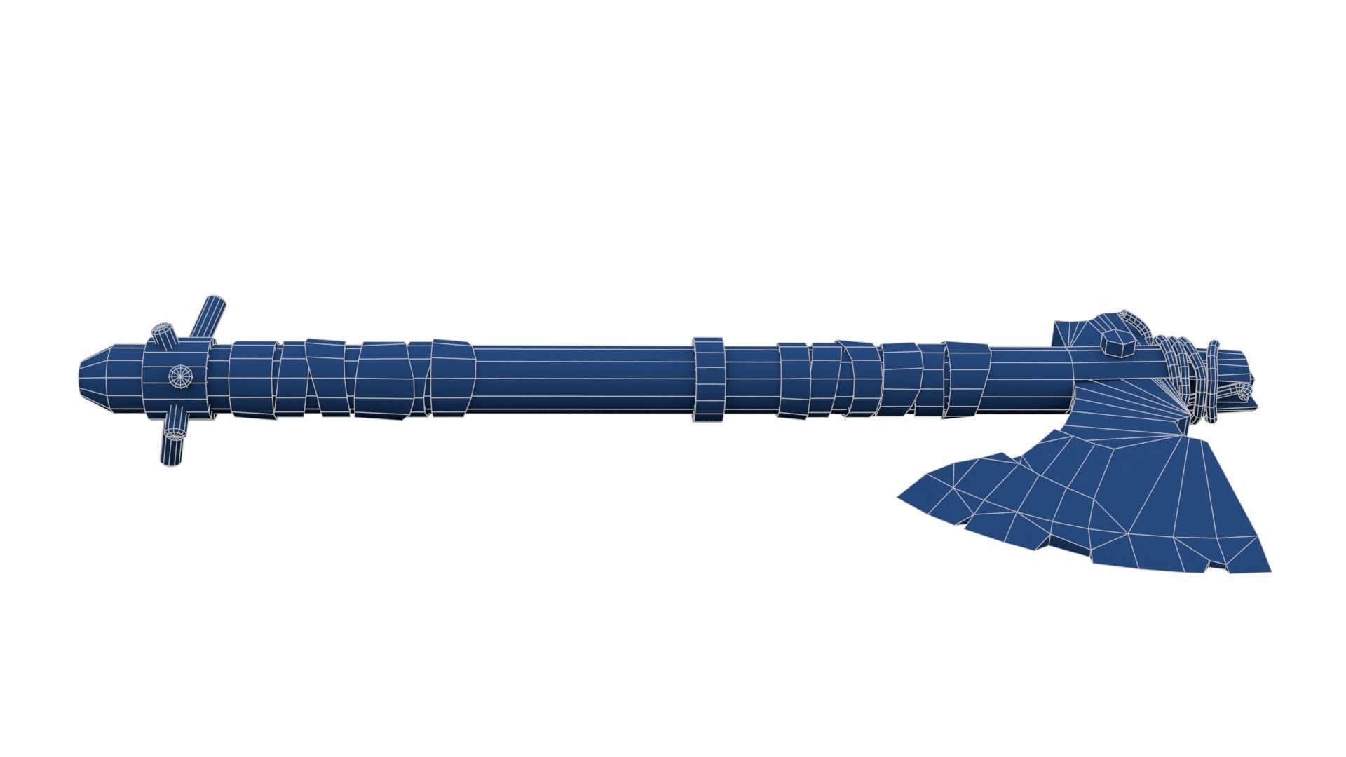 Battle Axe with Serrated Low-poly 3D model_27