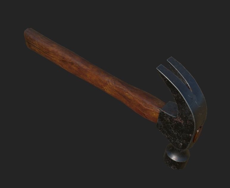 an old battered hammer PBR low-poly game ready Low-poly 3D model_2