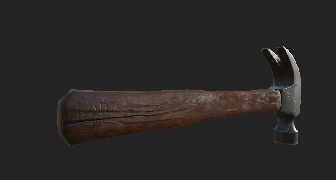an old battered hammer PBR low-poly game ready Low-poly 3D model_4