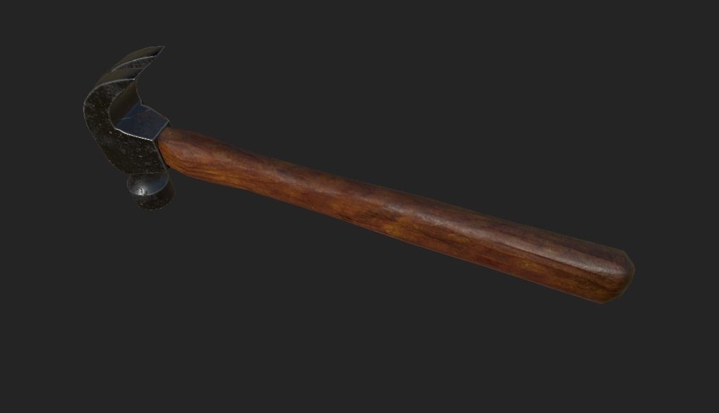 an old battered hammer PBR low-poly game ready Low-poly 3D model_5