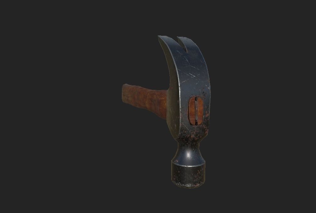 an old battered hammer PBR low-poly game ready Low-poly 3D model_3