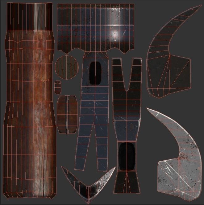 an old battered hammer PBR low-poly game ready Low-poly 3D model_7