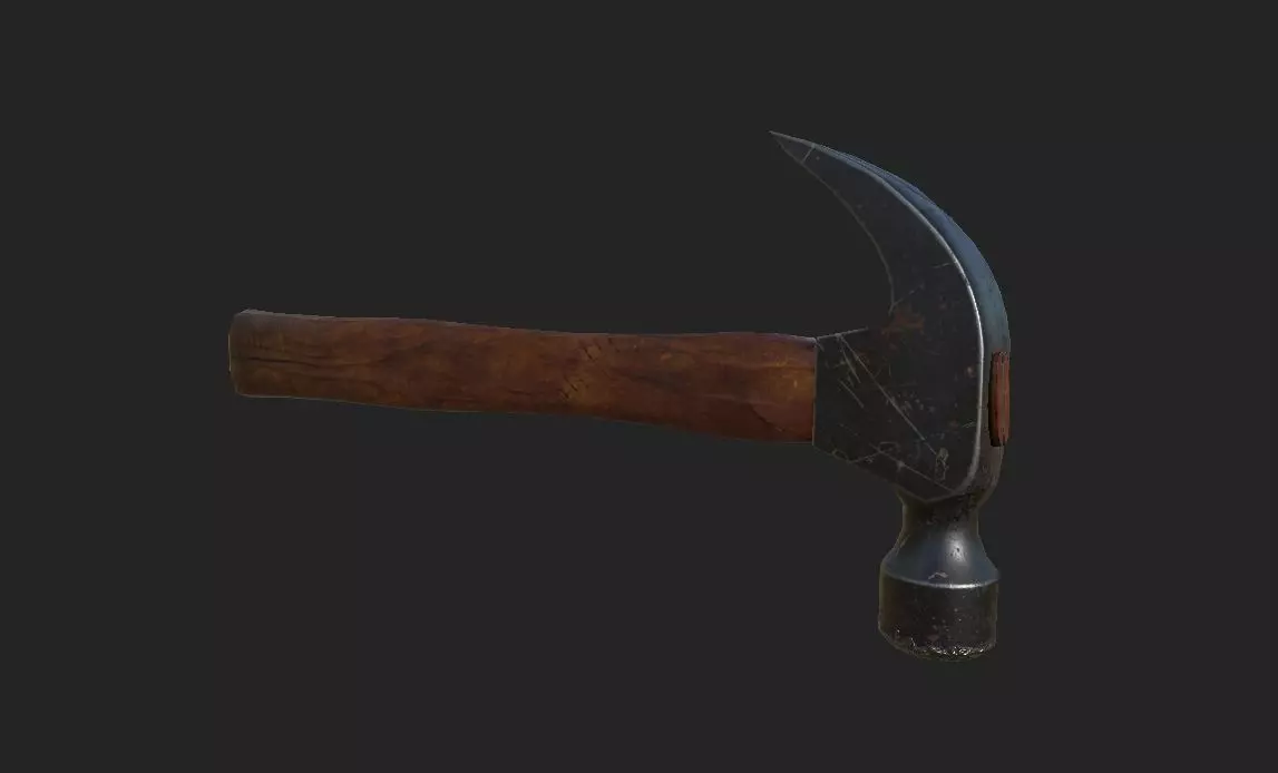 an old battered hammer PBR low-poly game ready Low-poly 3D model_0