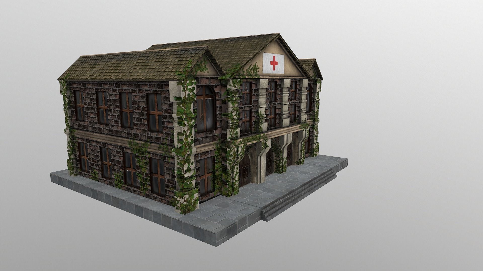 Medieval Hospital Low-poly 3D model_4