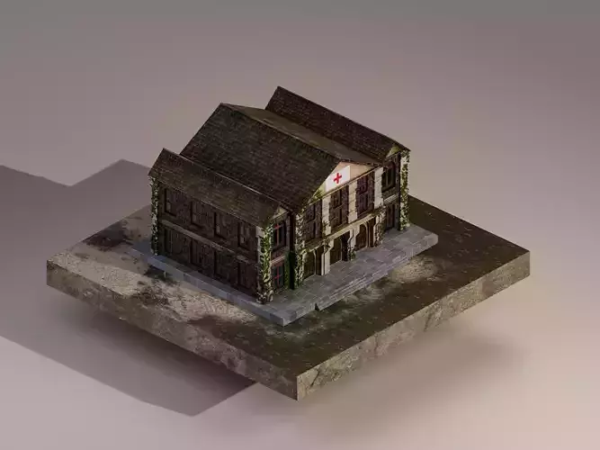  Medieval Hospital Low-poly 3D model