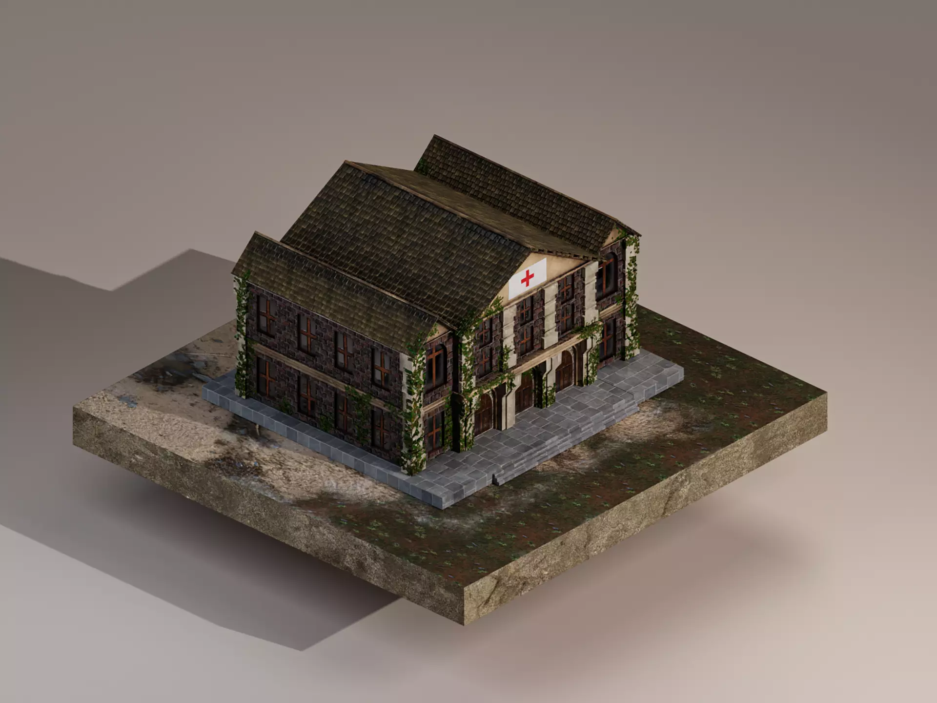  Medieval Hospital Low-poly 3D model_0