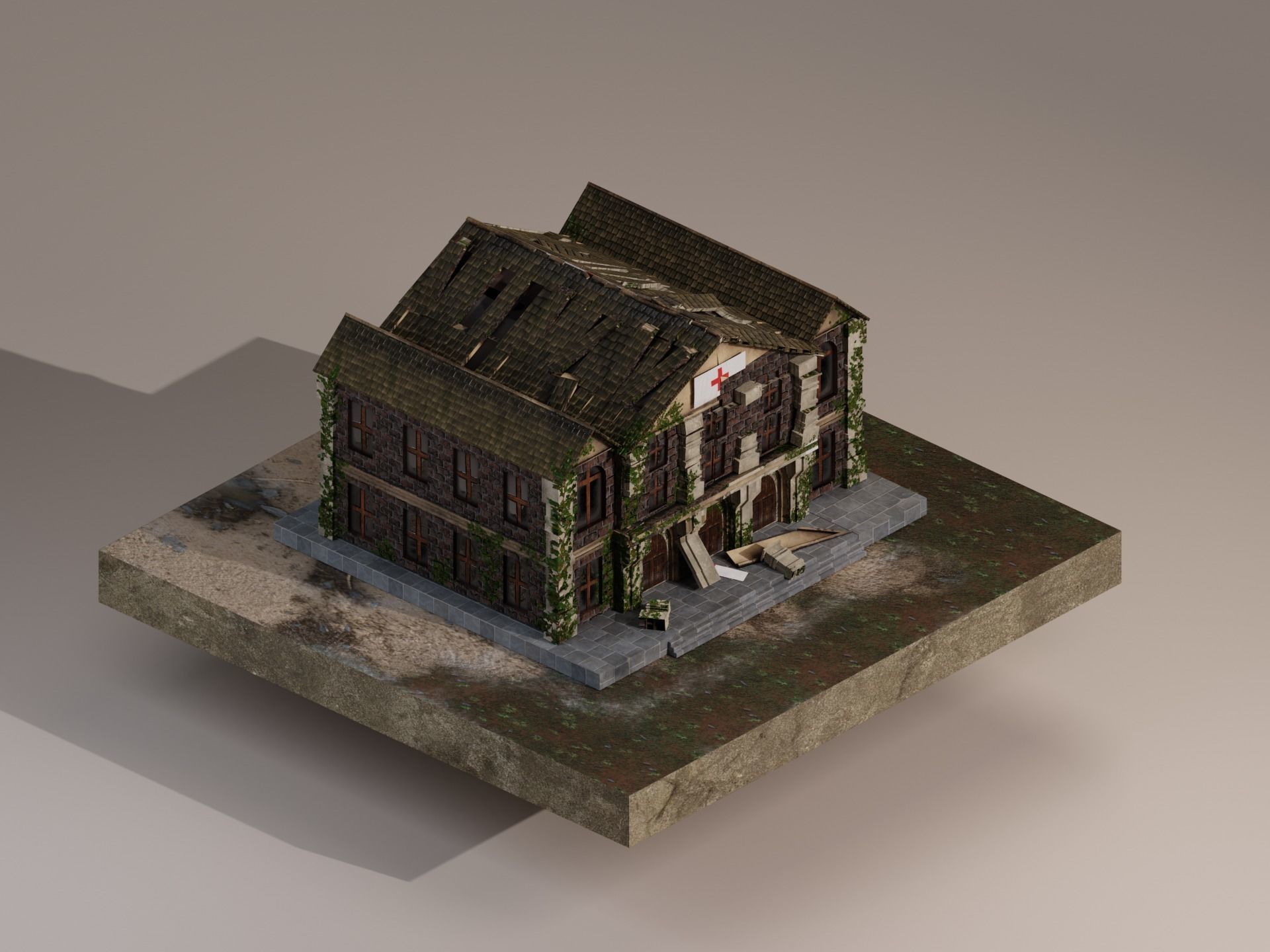  Medieval Hospital Low-poly 3D model_2