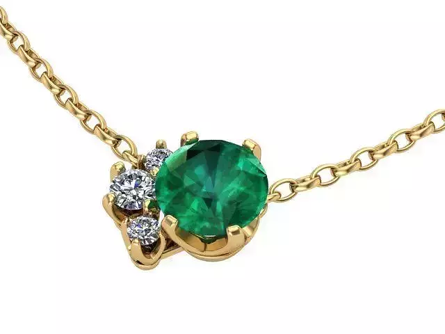 Three Stone Emerald Pendant 